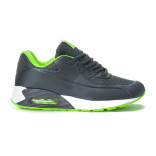 Adidași gri pentru bărbați din satin cu accente verde neon - FASHIONMIX.RO Adidași gri pentru bărbați din satin cu accente verde neon