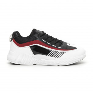 Adidași negri-albi de bărbați cu părți lăcuite - FASHIONMIX.RO Adidași negri-albi de bărbați cu părți lăcuite