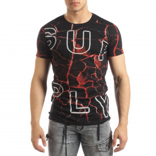 Tricou de bărbați Supple în negru și roșu - FASHIONMIX.RO Tricou de bărbați Supple în negru și roșu