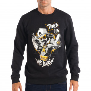 Bluză neagră pentru bărbați CROPP cu motiv Hip-Hop - FASHIONMIX.RO Bluză neagră pentru bărbați CROPP cu motiv Hip-Hop