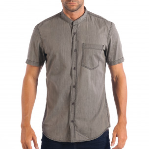 Cămașă gri de bărbați Regular fit RESERVED cu mânecă scurtă - FASHIONMIX.RO Cămașă gri de bărbați Regular fit RESERVED cu mânecă scurtă
