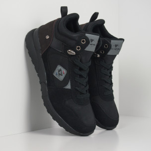 Ghete sport de bărbați negre tip teniși - FASHIONMIX.RO Ghete sport de bărbați negre tip teniși
