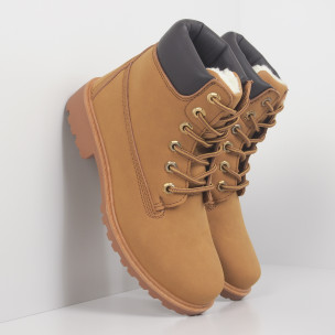 Botine de dama camel cu căptușeală - FASHIONMIX.RO Botine de dama camel cu căptușeală