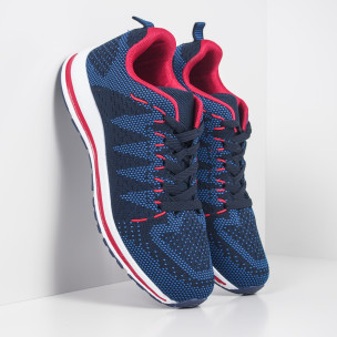 Adidași de bărbați din țesătură tehnică albastră cu roșu - FASHIONMIX.RO Adidași de bărbați din țesătură tehnică albastră cu roșu