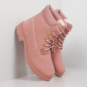 Botine de dama roz cu căptușeală - FASHIONMIX.RO Botine de dama roz cu căptușeală