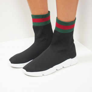 Pantofi sport de dama Slip-on negri cu dungi - FASHIONMIX.RO Pantofi sport de dama Slip-on negri cu dungi