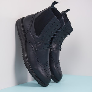 Ghete elegante de bărbați albastre Brogue - FASHIONMIX.RO Ghete elegante de bărbați albastre Brogue