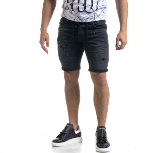 Blugi scurți bărbați Intelligence negri - FASHIONMIX.RO Blugi scurți bărbați Intelligence negri