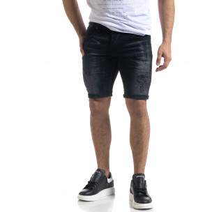 Blugi scurți bărbați Intelligence negri - FASHIONMIX.RO Blugi scurți bărbați Intelligence negri
