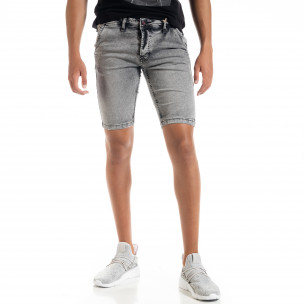 Blugi scurți bărbați gri Slim fit - FASHIONMIX.RO Blugi scurți bărbați gri Slim fit