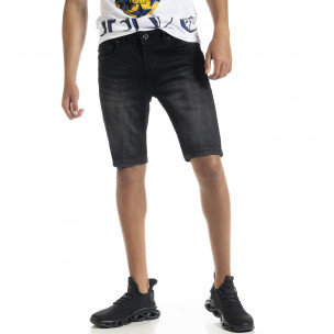 Blugi scurți bărbați negri Big Size Basic - FASHIONMIX.RO Blugi scurți bărbați negri Big Size Basic
