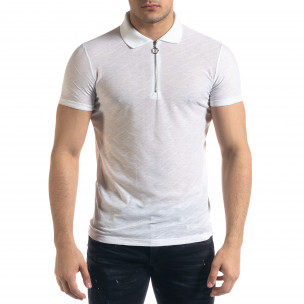 Tricou cu guler bărbați Lagos alb