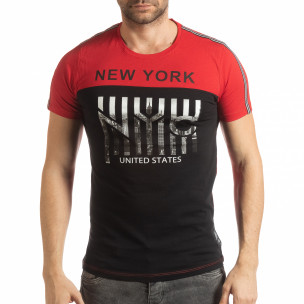 Tricou pentru bărbați New York în negru-roșu - FASHIONMIX.RO Tricou pentru bărbați New York în negru-roșu