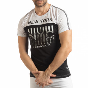 Tricou pentru bărbați New York în negru-alb - FASHIONMIX.RO Tricou pentru bărbați New York în negru-alb