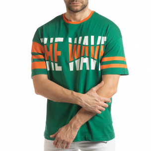 Tricou verde The Wave pentru bărbați - FASHIONMIX.RO Tricou verde The Wave pentru bărbați