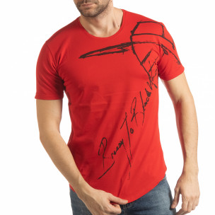 Tricou pentru bărbați roșu cu inscripție - FASHIONMIX.RO Tricou pentru bărbați roșu cu inscripție