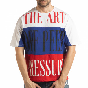 Tricou în alb, albastru și roșu pentru bărbați 
