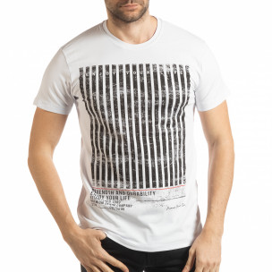 Tricou alb Enjoy Your Life pentru bărbați - FASHIONMIX.RO Tricou alb Enjoy Your Life pentru bărbați