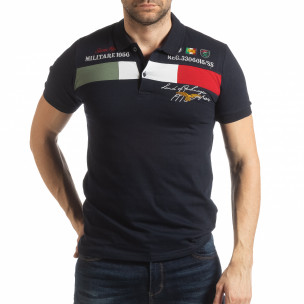 Tricou albastru marin cu accente pentru bărbați - FASHIONMIX.RO Tricou albastru marin cu accente pentru bărbați