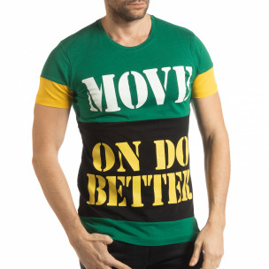 Tricou pentru bărbați Move multicolor cu verde - FASHIONMIX.RO Tricou pentru bărbați Move multicolor cu verde