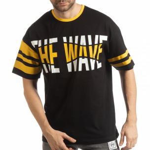 Tricou negru The Wave pentru bărbați - FASHIONMIX.RO Tricou negru The Wave pentru bărbați