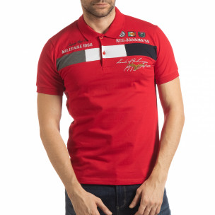Tricou roșu cu accente pentru bărbați - FASHIONMIX.RO Tricou roșu cu accente pentru bărbați