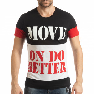 Tricou pentru bărbați Move multicolor cu negru - FASHIONMIX.RO Tricou pentru bărbați Move multicolor cu negru