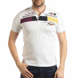 Tricou alb cu accente pentru bărbați - FASHIONMIX.RO Tricou alb cu accente pentru bărbați