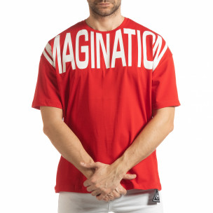 Tricou roșu Imagination pentru bărbați - FASHIONMIX.RO Tricou roșu Imagination pentru bărbați
