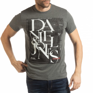 Tricou pentru bărbați Denim Company în melanj gri - FASHIONMIX.RO Tricou pentru bărbați Denim Company în melanj gri