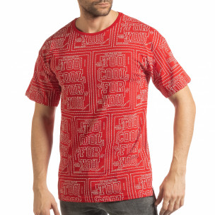 Tricou roșu pentru bărbați cu spate prelungit - FASHIONMIX.RO Tricou roșu pentru bărbați cu spate prelungit