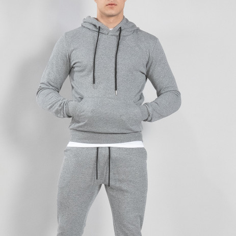 Hanorac gri Basic de bărbați cu buzunar tip marsupiu - FASHIONMIX.RO Hanorac gri Basic de bărbați cu buzunar tip marsupiu