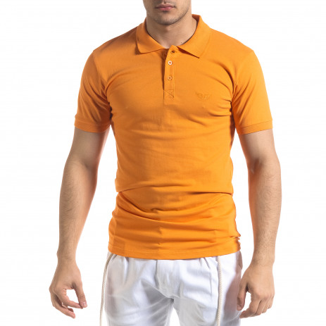 Tricou cu guler bărbați Lagos orange