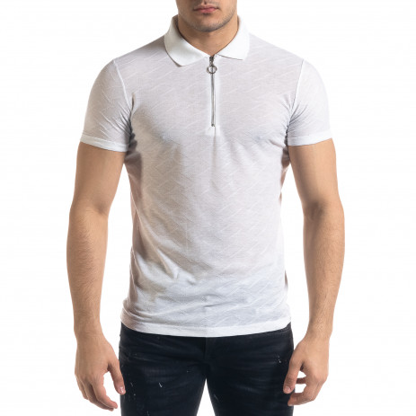 Tricou cu guler bărbați Lagos alb