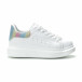 Pantofi sport albi de dama cu călcâi multicolor it250119-91 2