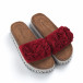 Papuci de dama roșii cu flori și platformă it050619-43 3