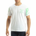 Tricou alb de bărbați cu imprimeu verde pe spate it120619-39 2