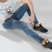 Jogger Jeans albastru pentru bărbați stil Rocker it210319-10 3