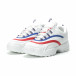 Pantofi sport albi de dama cu decor albastru și roșu it250119-88 4