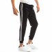 Pantaloni sport negri pentru bărbați cu benzi albe it240818-78 2