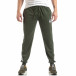 Pantaloni sport de bărbați verzi cu logo și benzi it210319-48 2