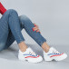 Pantofi sport albi de dama cu decor albastru și roșu it250119-88 3