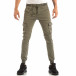 Pantaloni cargo gri-verde Slim de bărbați cu elastic în talie și la glezna it240818-25 4