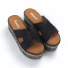 Papuci de dama negri împletite cu platformă it050619-81 3