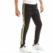 Pantaloni sport negri pentru bărbați cu banda 5 striped cu galben it240818-81 2