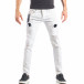 Blugi Slim fit de bărbați albi cu patch-uri și picaturi negri it040518-16 2