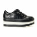 Pantofi sport negri de dama din piele ecologica cu platforma în negru-alb it240118-41 3