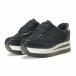 Pantofi sport cu platforma negri de dama cu pietre și din materiale pe exterior combinate  it240118-43 5