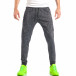 Pantaloni sport de bărbați în melanj negru cu fermoar neon it040518-35 2
