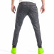 Pantaloni sport de bărbați în melanj negru cu fermoar neon it040518-35 4